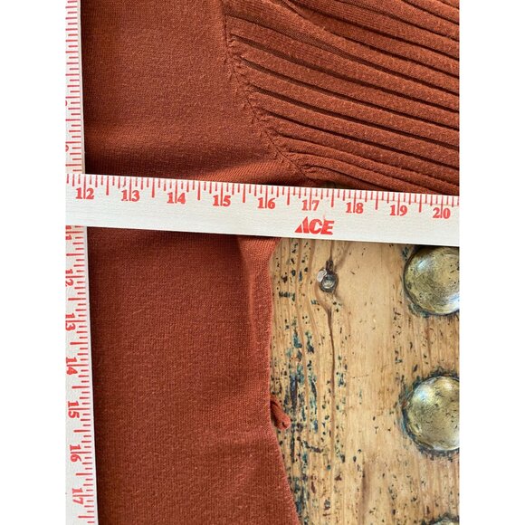 Absolutely Famous Womens Rust Dress S Ribbed Sleeve Knit Rayon long sleeve vneck - Picture 7 of 8